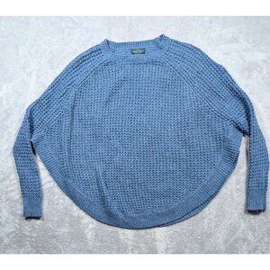 Lauren Ralph Lauren Sweater Womens Size Medium Blue Poncho Waffle Knit Pullover